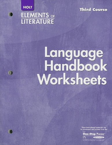 Beispielbild fr Elements of Literature Language Handbook Worksheet, Third Course zum Verkauf von SecondSale