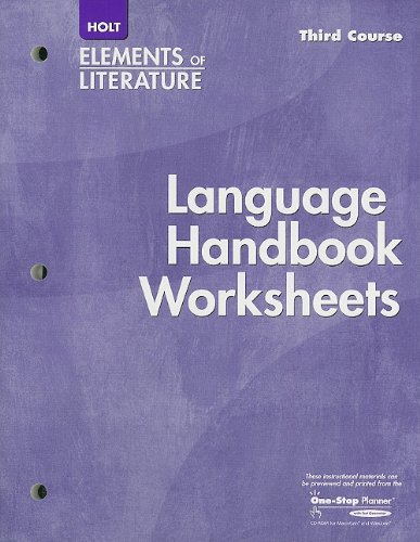 Stock image for Elements of Literature Language Handbook Worksheet, Third Course for sale by SecondSale