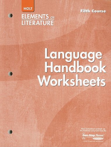 Imagen de archivo de Holt Elements of Literature: Essentials of American Literature Language Handbook Worksheets, Fifth Course: Additional Practice in Grammar, Usage, and a la venta por The Book Cellar, LLC