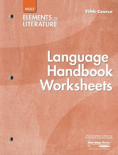 Stock image for Holt Elements of Literature: Essentials of American Literature Language Handbook Worksheets, Fifth Course: Additional Practice in Grammar, Usage, and for sale by The Book Cellar, LLC