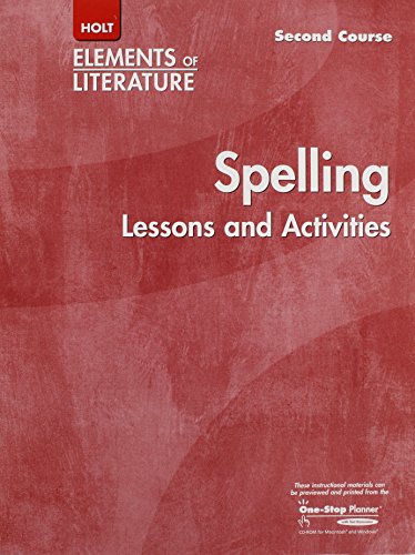 Stock image for Holt Elements of Literature Second Course Spelling Lessons and Activities, Grade 8 for sale by GF Books, Inc.