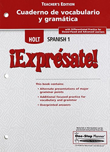 9780030744990: ?Expr?sate!: Cuaderno de Vocabulario y Gramatica Teacher's Edition Level 1 (Spanish and English Edition)
