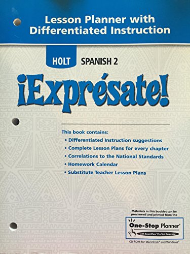Imagen de archivo de Holt Spanish 2: Expresate- Lesson Planner with Differentiated Instruction a la venta por Decluttr