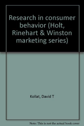 9780030773556: Research in Consumer Behavior.