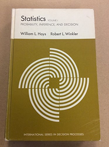 9780030778056: Statistics: v. 1: Probability, Inference and Decision (Statistics: Probability, Inference and Decision)