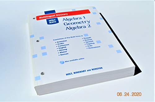 Beispielbild fr Multilingual Glossary Holt Math Algebra 1, Geometry, Algebra 2 zum Verkauf von HPB-Movies