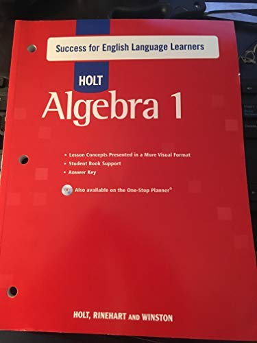 Imagen de archivo de Holt Algebra 1: Succcess for English Language Learners [Paperback] by a la venta por Nationwide_Text