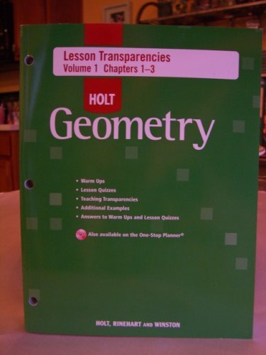 9780030780967: Holt Geometry. Lesson Transparencies Volume 1 Chapter1 Through 3.