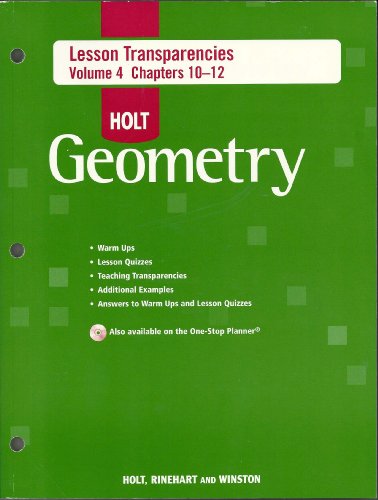 Beispielbild fr Holt Geometry Lesson Transparencies Volume 4 Chapters 10-12 zum Verkauf von Books From California