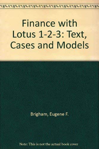 Beispielbild fr Finance With Lotus 1-2-3: Text and Models/Book and 5 1/4 Inch Disk zum Verkauf von Hawking Books