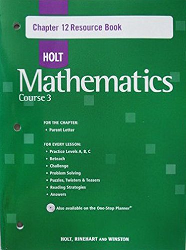 Stock image for Holt Mathematics, Course 3, Chapter 12, Resource Book for sale by HPB Inc.