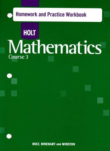 9780030784644: Holt Mathematics: Homework Practice Workbook Course 3