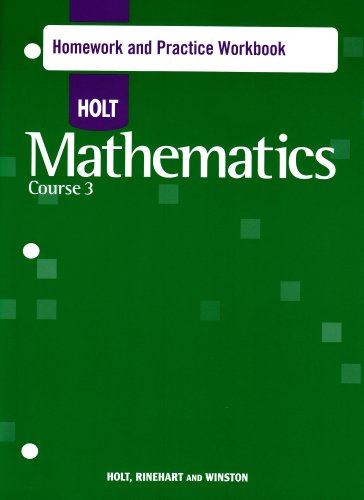 Imagen de archivo de Holt Mathematics: Homework Practice Workbook Course 3 a la venta por BooksRun