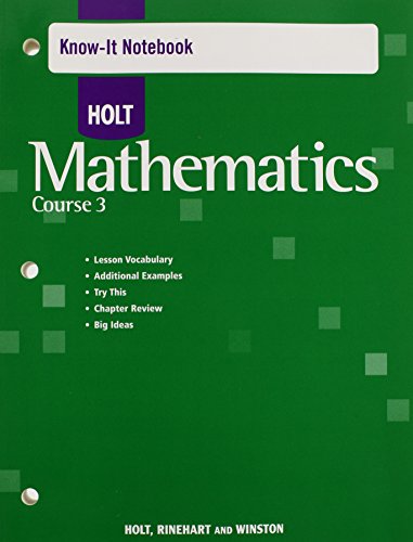 9780030784712: Holt Mathematics: Know-It Notebook Course 3