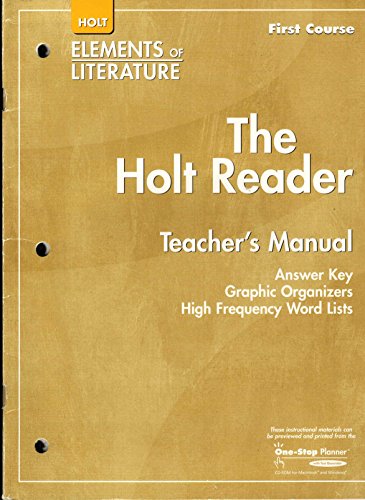 Stock image for Elements of Literature: Reader Teacher Manual Grade 7 First Course for sale by Allied Book Company Inc.