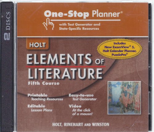 Stock image for Elements of Literature: One Stop Planner with Test Generator and State Specific Resources CDROM Grade 11 Fifth Course for sale by SecondSale