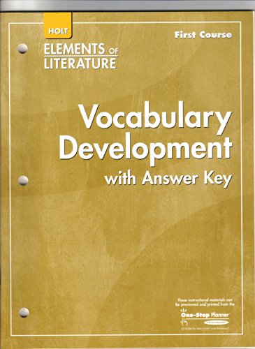 Stock image for Holt Elements of Literature, Vocabulary Development with Answer Key, First Course Grade 7 for sale by Allied Book Company Inc.