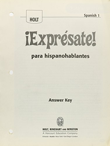 9780030796319: ?Expr?sate!: Expresate Para Hispanoblantes Teacher's Edition with Answer Key Levels 1a/1b/1
