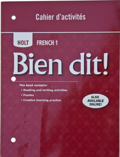 Stock image for Bien dit!: Cahier d'activites Student Edition Level 1A/1B/1 for sale by Allied Book Company Inc.