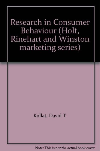 9780030847332: Research in Consumer Behaviour