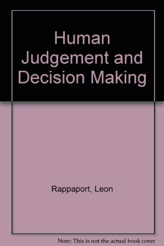 9780030858703: Human Judgement and Decision Making
