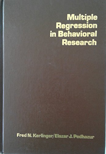 Imagen de archivo de Multiple Regression in Behavioral Research a la venta por Better World Books: West