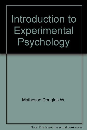9780030915413: Introduction to Experimental Psychology
