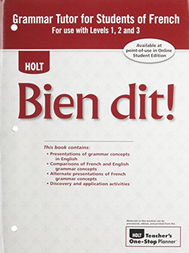 Stock image for Bien Dit: Grammar Tutor For Students of French, For use with levels 1, 2, & 3 for sale by ZBK Books