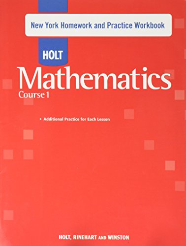 9780030944437: Mathematics Course 1, Grade 6 Homework and Practice Workbook: Holt Mathematics New York