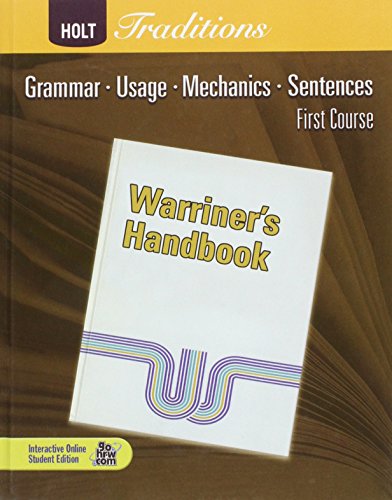 Stock image for Holt Traditions - Warriner's Handbook, Student Edition - Grade 7, First Course for sale by Better World Books