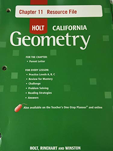 Holt Geometry California: Chapter Resource File #11 with Answers Geometry (9780030990182) by King, David