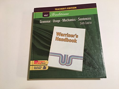 Stock image for Warriner's Handbook, 6th Course: Grammar, Usage, Mechanics, Sentences (Holt Traditions) for sale by Front Cover Books