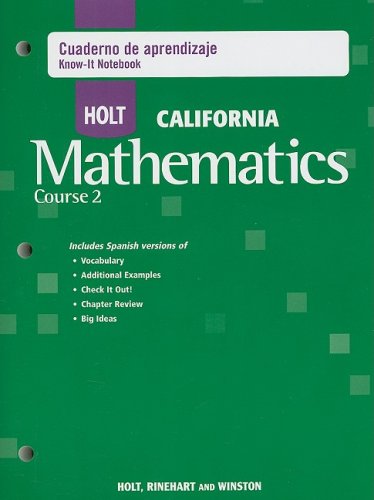 Stock image for Holt Mathematics California: Cuaderno De Aprendizaje (Spanish Know-It Notebook) Course 7 ; 9780030991103 ; 0030991102 for sale by APlus Textbooks