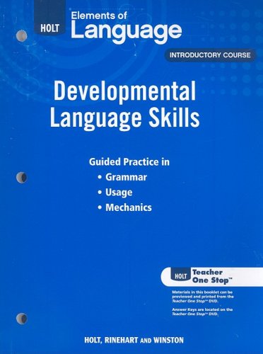 Imagen de archivo de Elements Of Language: Developmental Language Skills Grade 6 ; 9780030991950 ; 0030991951 a la venta por APlus Textbooks