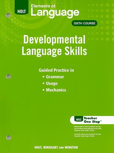 Imagen de archivo de Elements Of Language: Developmental Language Skills ; 9780030992339 ; 0030992338 a la venta por APlus Textbooks