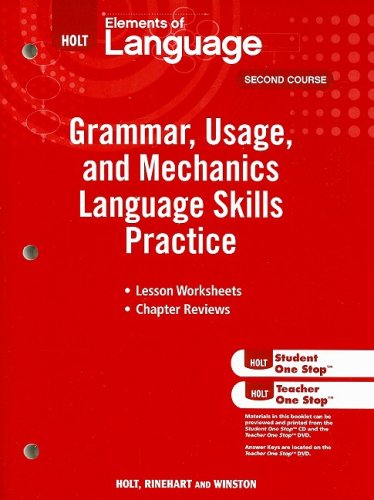 Imagen de archivo de Elements of Language, Grade 8 Grammar, Usage, and Mechanics Language Skills Practice: Holt Elements of Language Second Course a la venta por Revaluation Books