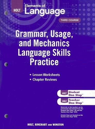 Imagen de archivo de Elements of Language, Grade 9 Grammar, Usage, and Mechanics Language Skills Practice: Holt Elements of Language Third Course (Eolang 2009) a la venta por Allied Book Company Inc.