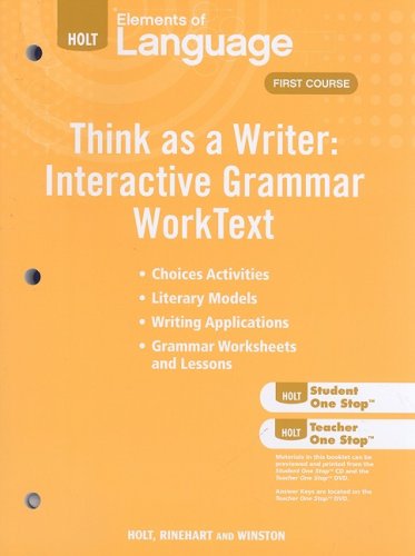 Imagen de archivo de Holt Elements of Language Think as a Writer Interactive Writing Worktext - First Course a la venta por TextbookRush