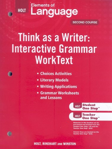 Stock image for Holt Elements of Language, Second Course: Think as a Writer Interactive Writing Worktext for sale by TextbookRush