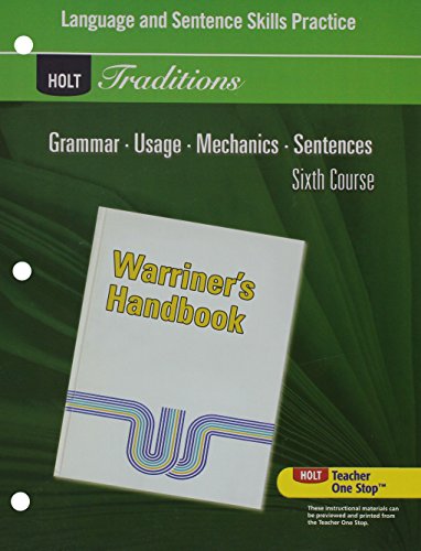Stock image for Language and Sentence Skills Practice for Warriner's Handbook, 6th Course (Holt Traditions) for sale by SecondSale