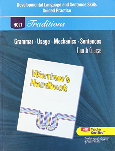 Stock image for Holt Traditions Warriner's Handbook: Developmental Language and Sentence Skills Guided Practice Grade 10 Fourth Course for sale by Books Unplugged