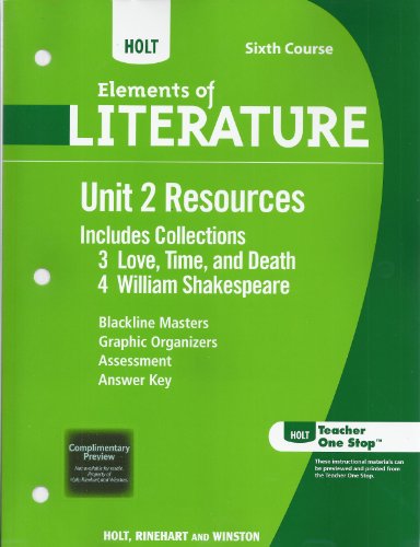 Stock image for Holt Elements of Literature: Unit 2 Resources Grade 12 for sale by Iridium_Books