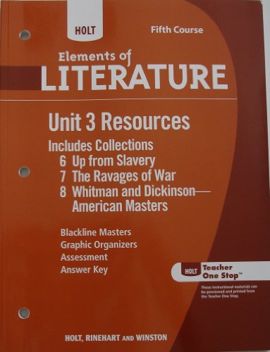 9780030997938: Holt Elements of Literature: Unit 3 Resources Grade 11