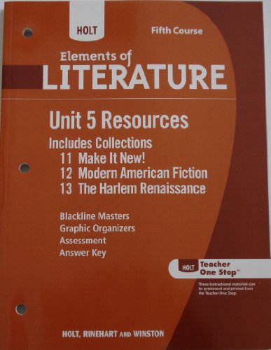 Imagen de archivo de Holt Elements Of Literature: Unit 5 Resources Grade 11 ; 9780030997976 ; 0030997976 a la venta por APlus Textbooks