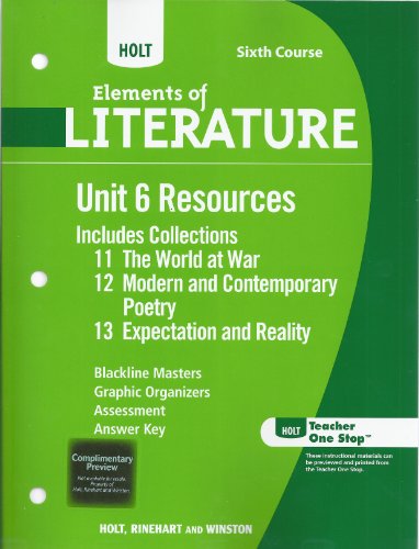 Stock image for Holt Elements of Literature: Unit 6 Resources Grade 12 for sale by Iridium_Books