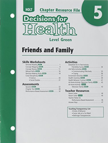 Stock image for Decisions for Health: Chapter Resource File Level Green Chapter 5: Friends and Family for sale by dsmbooks