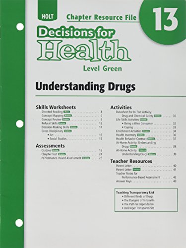 9780030999338: Chapter Resource File C13 Understanding Drugs Decisions for Health, Level Green