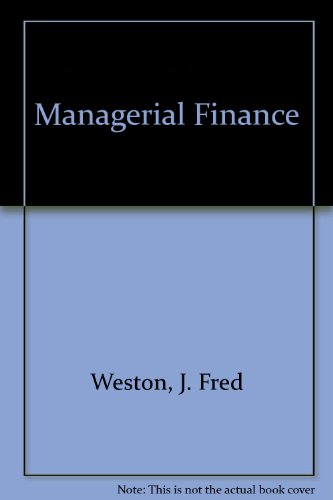 Managerial Finance (9780039107284) by John Frederick Weston