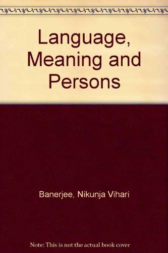 9780041100020: Language, Meaning and Persons