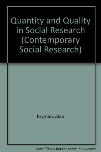 9780043120392: Quantity and Quality in Social Research: 18 (Contemporary Social Research S.)